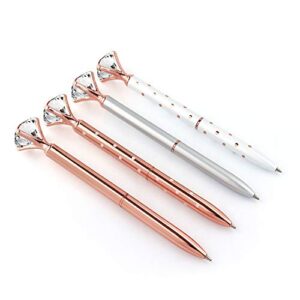 16 PCS Bling Big Crystal Diamond Ballpoint Pen Metal Ballpoint Pens for Office Supplies Gift, Rose Gold/Silver/White With Rose Polka Dots/Rose Gold With White Polka Dots, Includes 16 Pen Refills