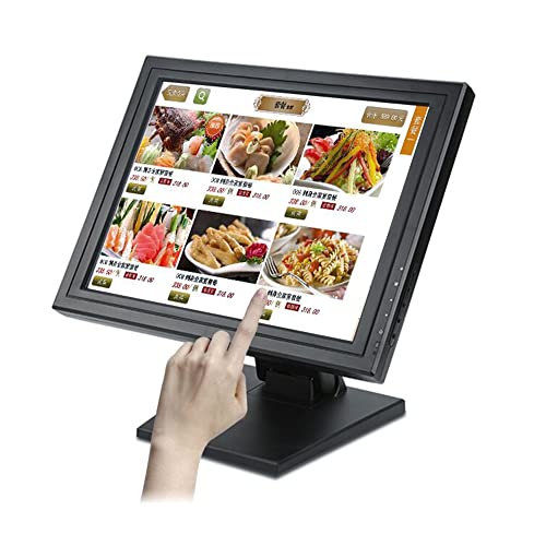 Ghankopd 17 Inch LED Monitor with Multi-Position POS Stand, USB VGA VOD HDMI Monitor Touchscreen POS 300 Cd/M2 Built-in Touch Screen Display - 1280 * 1024 Resolution VGA for PC/POS