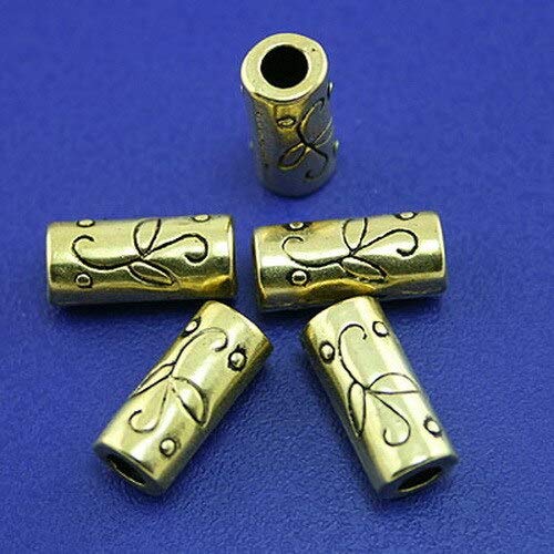 BD-20944 DIY Beads 50pcs Dark Gold-Tone Long Flower Tube Spacer Beads H2042