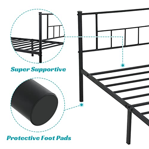 Dkelincs Twin Size Bed Frame with Headboard and Foot Board, Heavy Duty Steel Metal Platform Bed Frame, Reserved Storage, No Box Spring Needed, Easy Set Up, Black