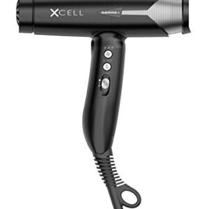 GAMMA+ XCell Professional Ultra-Lightweight Hair Dryer Digital Motor Ionic Technology Whisper Quiet 12 Heat/Speeds, Matte Black