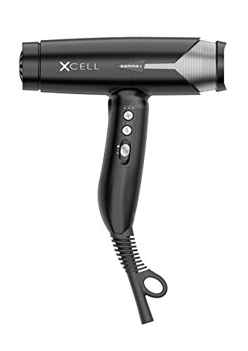 GAMMA+ XCell Professional Ultra-Lightweight Hair Dryer Digital Motor Ionic Technology Whisper Quiet 12 Heat/Speeds, Matte Black