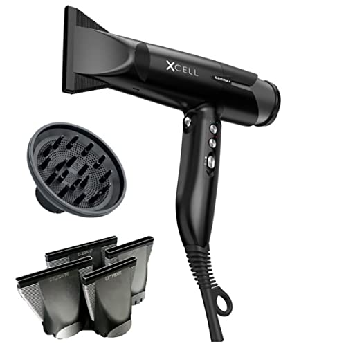 GAMMA+ XCell Professional Ultra-Lightweight Hair Dryer Digital Motor Ionic Technology Whisper Quiet 12 Heat/Speeds, Matte Black