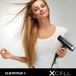 GAMMA+ XCell Professional Ultra-Lightweight Hair Dryer Digital Motor Ionic Technology Whisper Quiet 12 Heat/Speeds, Matte Black