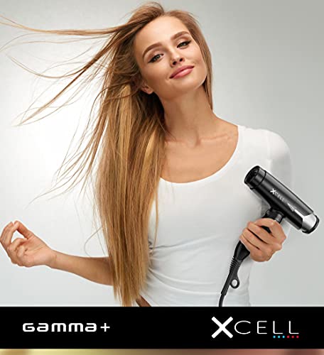 GAMMA+ XCell Professional Ultra-Lightweight Hair Dryer Digital Motor Ionic Technology Whisper Quiet 12 Heat/Speeds, Matte Black