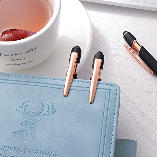 12 PCS 2 in 1 Stylus Ballpoint Pen with Stylus Tip, 1.0 mm Black Ink Metal Pen Stylus Pen for Touch Screens,12 Pens and 12 Refills (Rose Gold & Black)