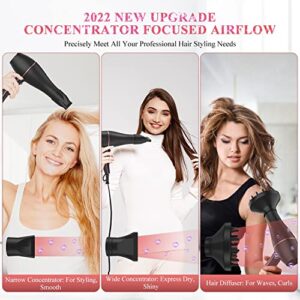 WADODO Ionic Hair Dryer, 2200W Professional Blow Dryer Fast Drying Travel Hair Dryer with Diffuser, AC Motor Constant Temperature Low Noise Ion Hair Dryers Curly Hairdryer Blowdryer for Women Men