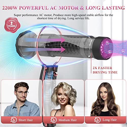 WADODO Ionic Hair Dryer, 2200W Professional Blow Dryer Fast Drying Travel Hair Dryer with Diffuser, AC Motor Constant Temperature Low Noise Ion Hair Dryers Curly Hairdryer Blowdryer for Women Men