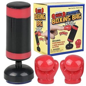 artcreativity mini boxing bag set for kids, 3-piece set with 1 mini punching bag and 2 gloves, cool desk toys for adults, boxing tabletop game for stress relief and hours of fun
