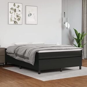 penau bed frames box spring bed with mattress black 53.9"x74.8" faux leather bed risers with headboard for bedroom