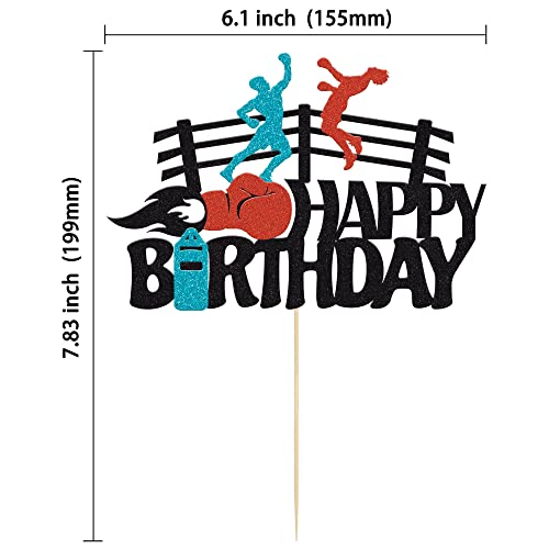 Gyufise 1 Pack Boxing Cake Topper Boxing Decorations Bout Pugilist Infighter Beat Boxing Platform Punching Bag Glove Themed Men Kids Boy Girl Birthday Party Cake Decor Happy Birthday Event Supplies