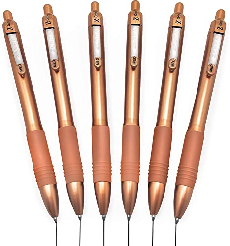 Zebra Z-Grip Smooth Retractable Ballpoint Pen - 1.0mm - Rose Gold Barrel - Black Ink - Pack of 6