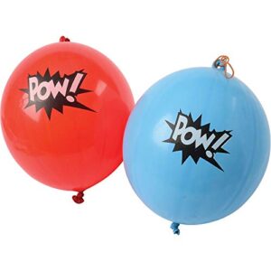 Superhero Punch Balloons - Pack of 24 Bulk, Large Punching Balls, Pow Comic Book Super Hero Designs For Carnivals, Goodie Bag Stuffer Toys, Birthday Party Favors for Kids