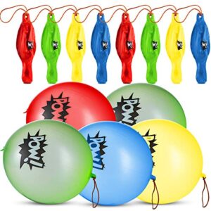 Superhero Punch Balloons - Pack of 24 Bulk, Large Punching Balls, Pow Comic Book Super Hero Designs For Carnivals, Goodie Bag Stuffer Toys, Birthday Party Favors for Kids