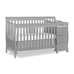 dream on me 5 in 1 brody convertible crib with changer in pebble grey, greenguard gold certified, comes with 1" changing pad, non-toxic finish, made of durable pinewood