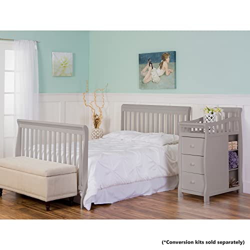 Dream On Me 5 In 1 Brody Convertible Crib With Changer In Pebble Grey, Greenguard Gold Certified, Comes With 1" Changing Pad, Non-Toxic Finish, Made Of Durable Pinewood