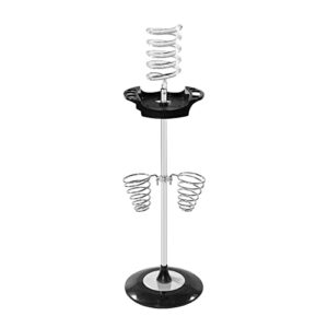 hair dryer stand,twisty style acrylic top holder,hair styling appliances with tray two spiral holders and heavy base for hair dryer,flat iron,curling stick,hair straightener,brush (crystal)