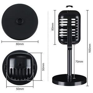 Chivao 2 Pack Retro Microphone Props Model Vintage Microphone Stage Table Decor Plastic Fake Microphone Antique Microphone Decor Stand Microphone Costume Prop for Party Toy (Black, Classic)