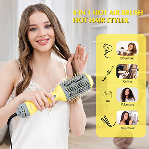 Hair Dryer Brush, Savani One-Step Blow Dryer Brush and Volumizer, 4 in 1 Enhanced Negative Ion Hot Air Brush for Drying, Straightening, Volumizing, Hair Styling Tools for All Hair Types