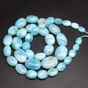 lovekush lkbeads natural blue larimar aa grade smooth oval gemstone loose spacer craft beads strand 18 inch long 7mm 18mm 207.5cts code-high-25799
