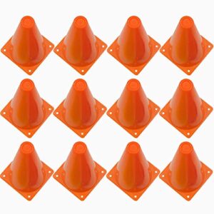 YOELVN 7inch Orange Racing Traffic Cones Party Decoration with Racing Checkered Flags,11inch Safety Sport Training Plastic Cones with Racing Flags,Race Car Birthday Party Supplies,Racing Themed Party