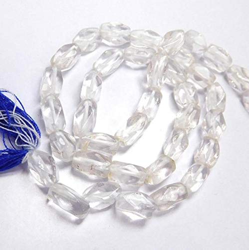 LKBEADS Clear Quartz Natural Gemstone Faceted Indian Cut Square Beads 13 Inch Long Strand square beads, beads, cube beads, square bead,spacer beads, square, Code-HIGH-44007