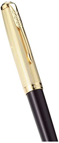 Parker 51 Ballpoint Pen | Deluxe Plum Barrel with Gold Trim | Medium 18k Gold Point with Black Ink Refill | Gift Box