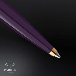 Parker 51 Ballpoint Pen | Deluxe Plum Barrel with Gold Trim | Medium 18k Gold Point with Black Ink Refill | Gift Box