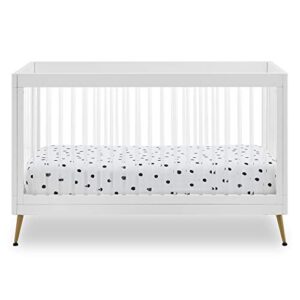 delta children sloane 4-in-1 acrylic convertible crib - includes conversion rails, bianca white w/melted bronze