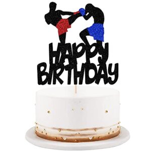 LVEUD Black flash Boxing Match Cake Topper Boxer Decor Cake Topper Sports Theme Happy Birthday Cake Topper Boxing Hobby Happy Birthday Cake Topper Party Cake Decorations