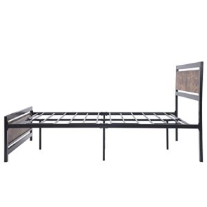 Epinki Metal and Wood Bed Frame with Headboard and Footboard, Full Size Platform Bed, No Box Spring Needed, Easy to Assembly Black