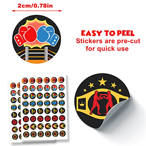 Boxing Labels Stickers Boxing Glove Boxing Match Sports Wrestle Fitness Theme Decor for Gym Boy Man 1st Birthday Party Baby Shower Photography Decorations Supplies 240 PCS Photo Booth Props Favors