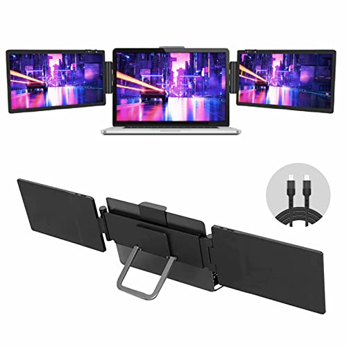 Fairnull Screen Extender for Laptop, 12'' Triple Portable Monitor Extender Workstation for 13-16" Laptop, FHD 1920 * 1080P IPS Dual Display Connection by only 1 USB C Cable for Mac/Windows