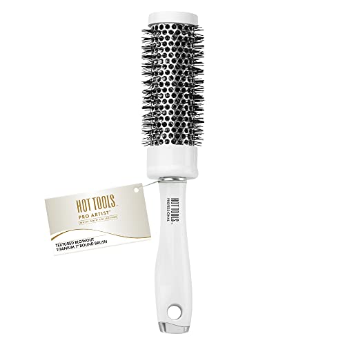 Hot Tools Pro Artist White Gold Collection Titanium Round Brush | Textured Blowouts (1 in)