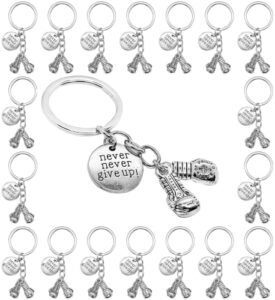 phaeton 20pcs never give up boxing keychain boxing gloves charm keyring inspirational gifts for boxers boxing coach boxing keychain fitness gifts boxer fan giftsport lover