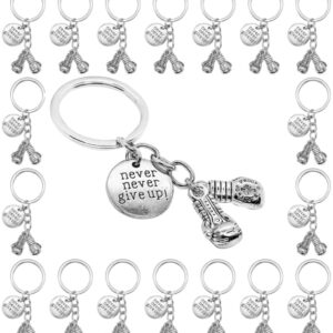 PHAETON 20PCS Never Give Up Boxing Keychain Boxing Gloves Charm Keyring Inspirational Gifts for Boxers Boxing Coach Boxing Keychain Fitness Gifts Boxer Fan GiftSport Lover