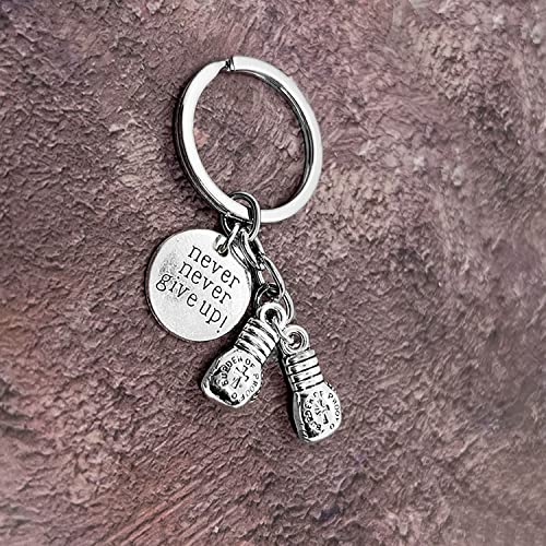 PHAETON 20PCS Never Give Up Boxing Keychain Boxing Gloves Charm Keyring Inspirational Gifts for Boxers Boxing Coach Boxing Keychain Fitness Gifts Boxer Fan GiftSport Lover