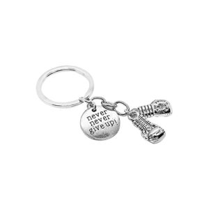 PHAETON 20PCS Never Give Up Boxing Keychain Boxing Gloves Charm Keyring Inspirational Gifts for Boxers Boxing Coach Boxing Keychain Fitness Gifts Boxer Fan GiftSport Lover