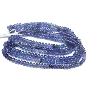 GemAbyss Beads Gemstone Natural Blue Tanzanite Smooth Rondelle Micro Gemstone Craft Loose Spacer Beads Strand 17 Inch Long 6mm 2.5mm Code-MVG-25832