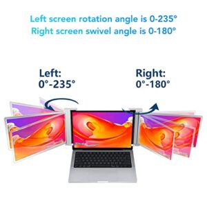 GOWENIC 15.4 Inch Triple Portable Monitor, FHD 1080P IPS Dual Triple Monitor Screen Extender, Scalable Bracket Portable Screen Type C Power for 15.6 to 17.3in Laptop