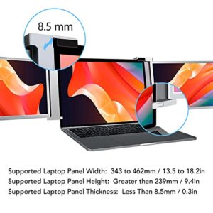 GOWENIC 15.4 Inch Triple Portable Monitor, FHD 1080P IPS Dual Triple Monitor Screen Extender, Scalable Bracket Portable Screen Type C Power for 15.6 to 17.3in Laptop