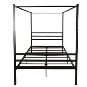 Epinki Metal Canopy Bed Frame, Platform Bed Frame Full with Minimalism Style Frame, Full Black