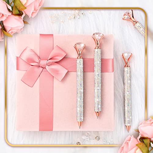 Lincia 4 Pcs Diamond Pens with Crystal Bling Metal Ballpoint Pens Bridal Shower Retractable Black Ink Rhinestone Writing Pens with Replacement Refills for Women Wedding Office Birthday (AB Color)