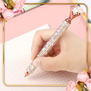 Lincia 4 Pcs Diamond Pens with Crystal Bling Metal Ballpoint Pens Bridal Shower Retractable Black Ink Rhinestone Writing Pens with Replacement Refills for Women Wedding Office Birthday (AB Color)