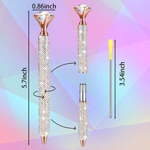 Lincia 4 Pcs Diamond Pens with Crystal Bling Metal Ballpoint Pens Bridal Shower Retractable Black Ink Rhinestone Writing Pens with Replacement Refills for Women Wedding Office Birthday (AB Color)