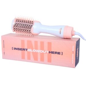 inh insert name here blowout brush | round straightening brush, fast drying blow dryer brush with 3 temperature settings, ceramic titanium professional blowout hot tool