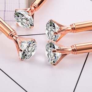 Bememo 12 Pieces Big Diamond Crystal Ballpoint Pens and 6 Pieces Ballpoint Pen Refills, Black Ink (Rose Gold)