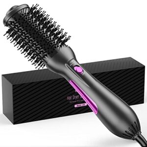 one-step blow dryer brush & volumizer styler, hot air hair dryer brush straightener brush with negative ion anti-frizz ceramic titanium barrel for drying, straightening, curling, salon