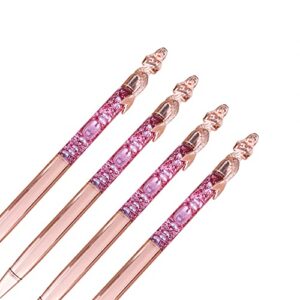 SIPLIV 6 Pieces Metal Ballpoint Pens with Black Ink, Glitter Mermaid Metallic Ballpoint Pens for Wedding Party Decoration Office School Supplies, Rose Gold