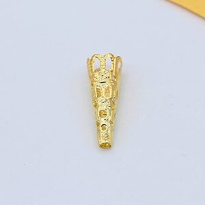 fc-54354 100p 9x23mm gold/silver plated metal charms spacer beads long bugle filigree bead end caps cone jewelry findings diy accessories - ( type: gold )